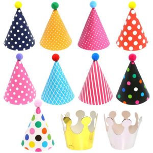 10 pcs muticolor triangle birthday paper hats