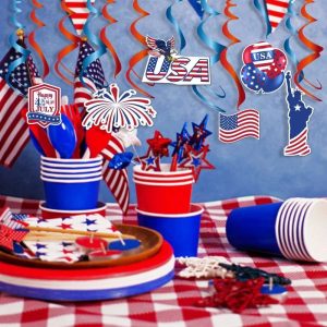 4th of July Hanging Swirls with tableware