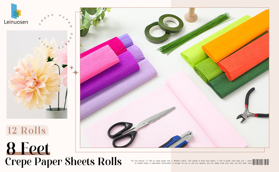 8 feet of crepe paper rolls for DIY handcraft