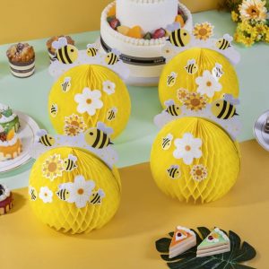 Bee party decorations honeycomb paper table centerpiece decorations