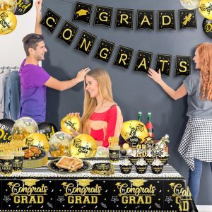 Black Gold graduation party decorations