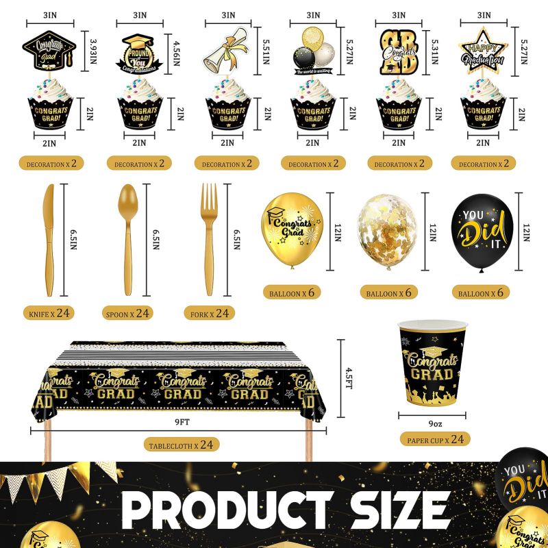 Black_Gold graduation party paper cutley set