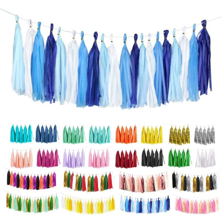 Blue Set tissue paper tassel garland