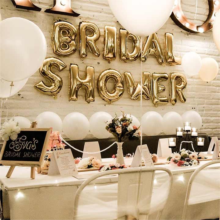 Bridal Shower Party Foil Balloons White Latex Balloons