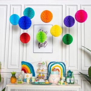 Colorful Rainbow Hanging Tissue Paper Honeycomb