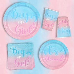 Gender Reveal pink bule tableware supplies