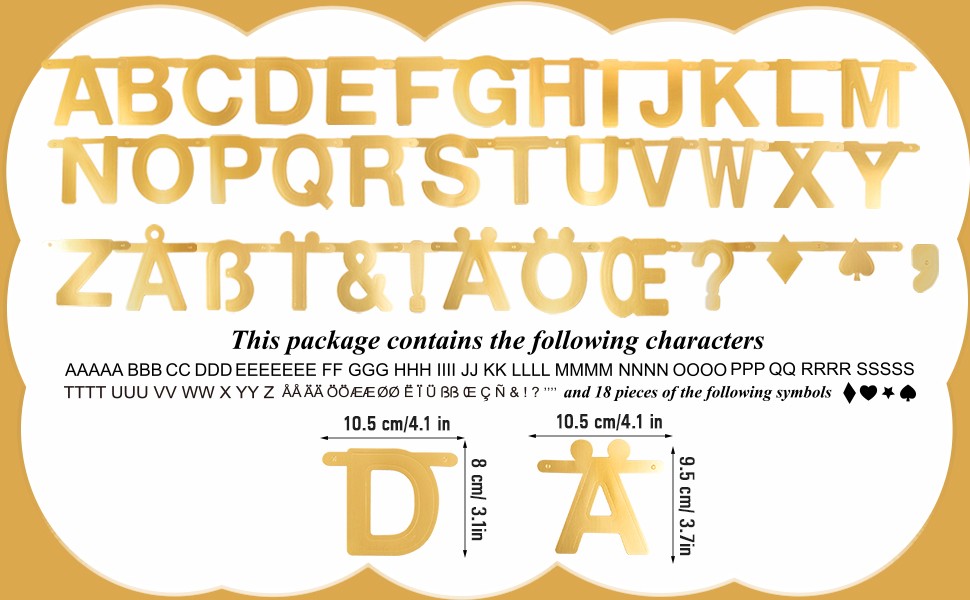 Gold Customizable Letters Symbols Banner