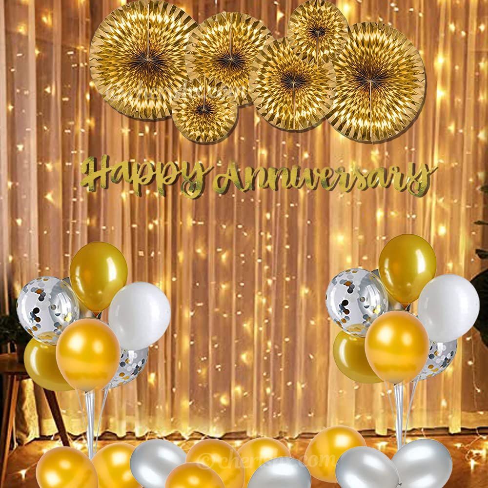 Gold Happy Aninversary Party Decorations