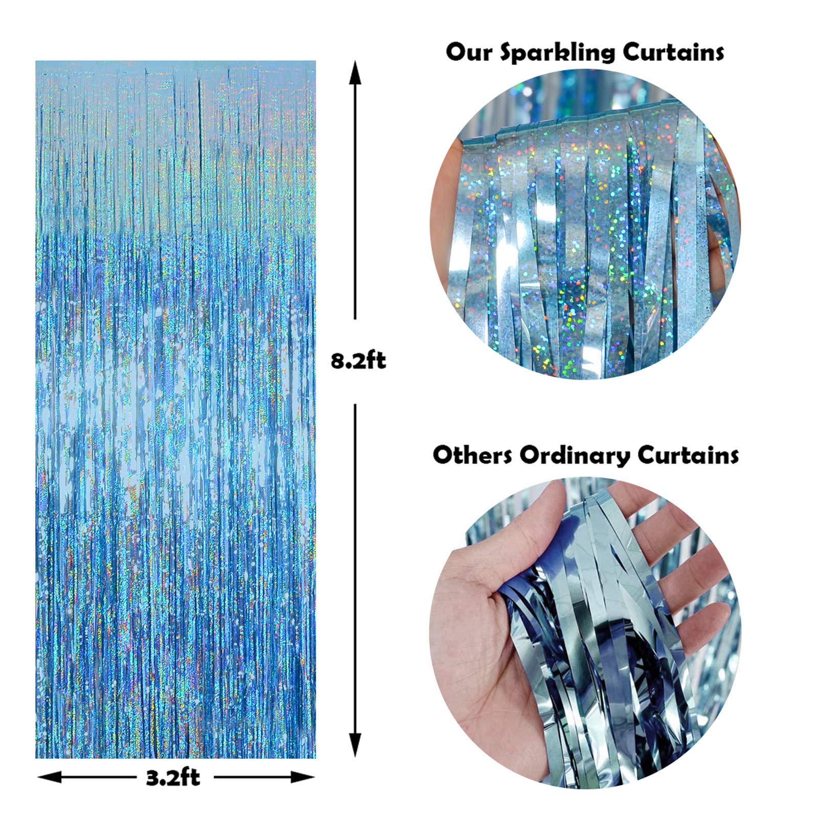 Light Blue foil curtain sparking curtains