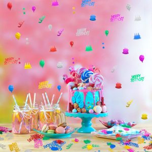 Multi-color Metallic Foil Confetti with cake