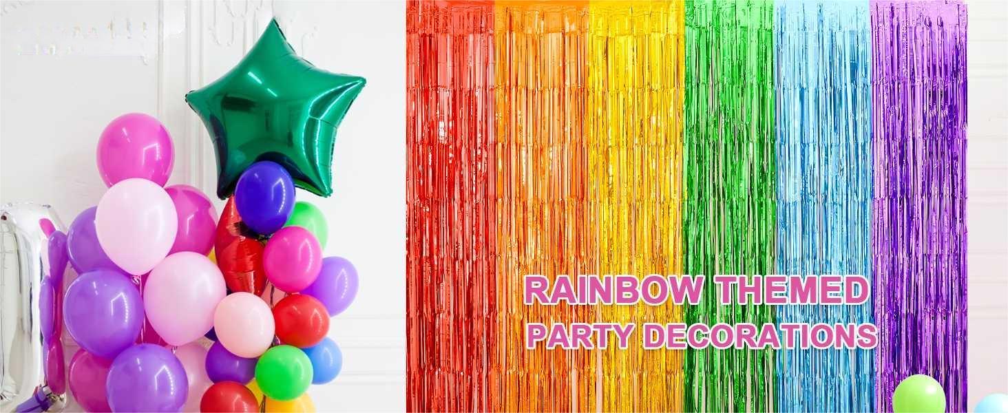 Rainbow Colorful Tinsel Metallic Streamers