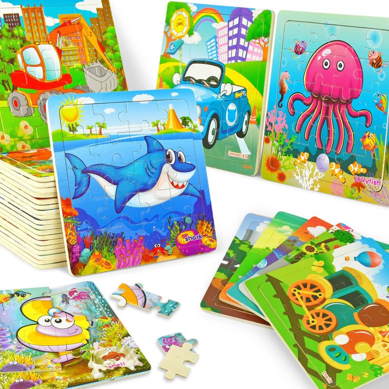 Sea Animals Themes Wooden Puzzles for kids party decorations - SUNBEAUTY