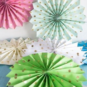 Wholesale Gold Dot Paper Fans Decorations for Wedding