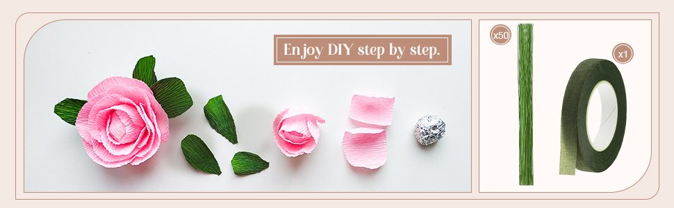 enjoy DIY pink paper flowers with crepe paper