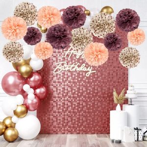 farbe pompom flowers backdrop