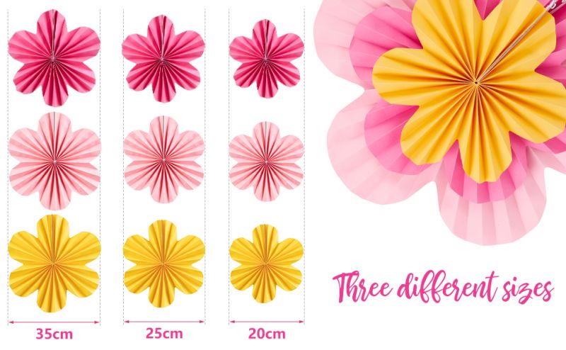 flower paper fans size