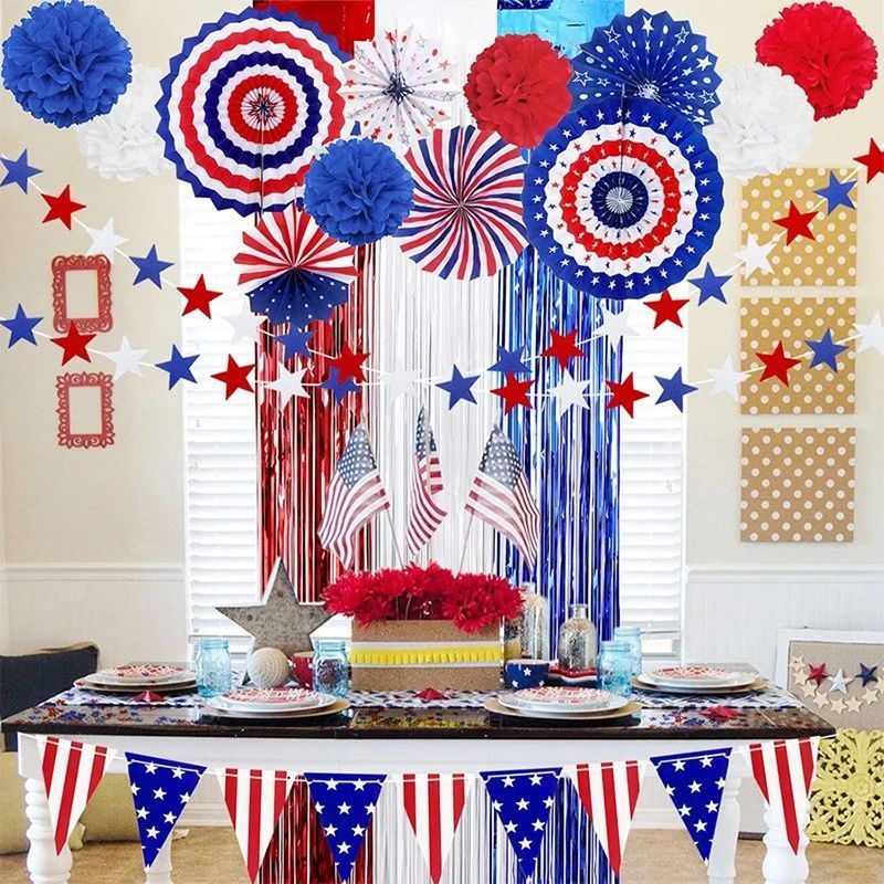 4th Of July Decorations Paper Fan 