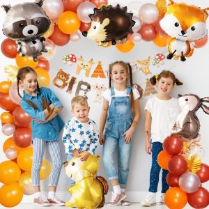 kids birthday party with foil balloons