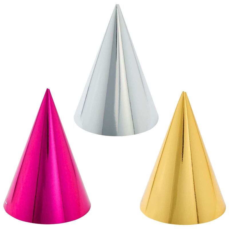 50 Pack Cone Birthday Party Hats for Kids and Adults, Bulk Set in 5 ...