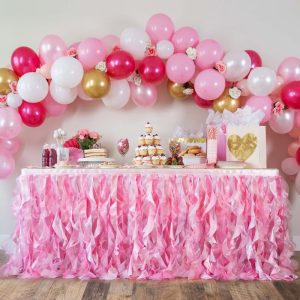 pink table skirt