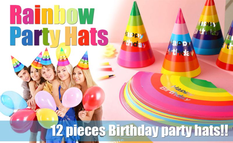 rainbow party hats