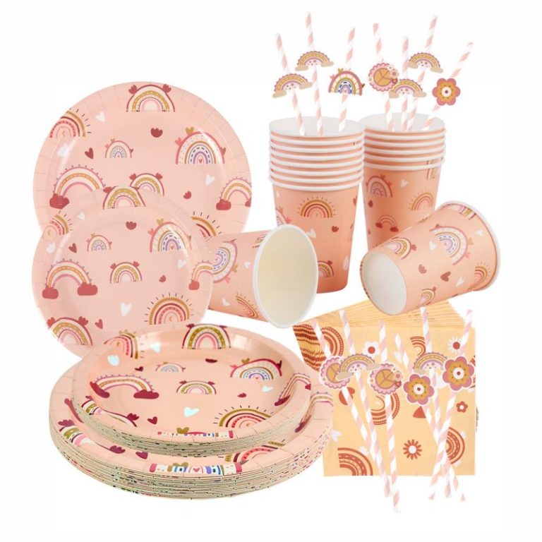 Boho Rainbow Brithday Party Tableware