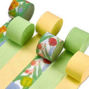 yellow green floral Crepe Paper