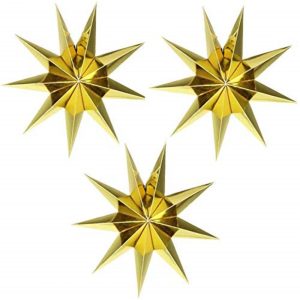 3pcs 3D Gold Folded Paper Star Lanterns