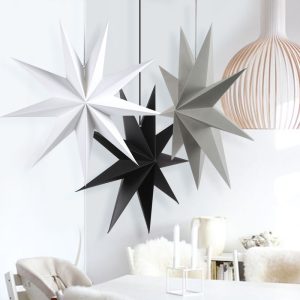 3pcs 9-pointed paper star (black, white, gray)