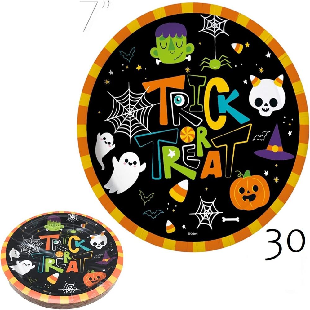 7in Monsters and Ghosts Halloween Party Paper Plates