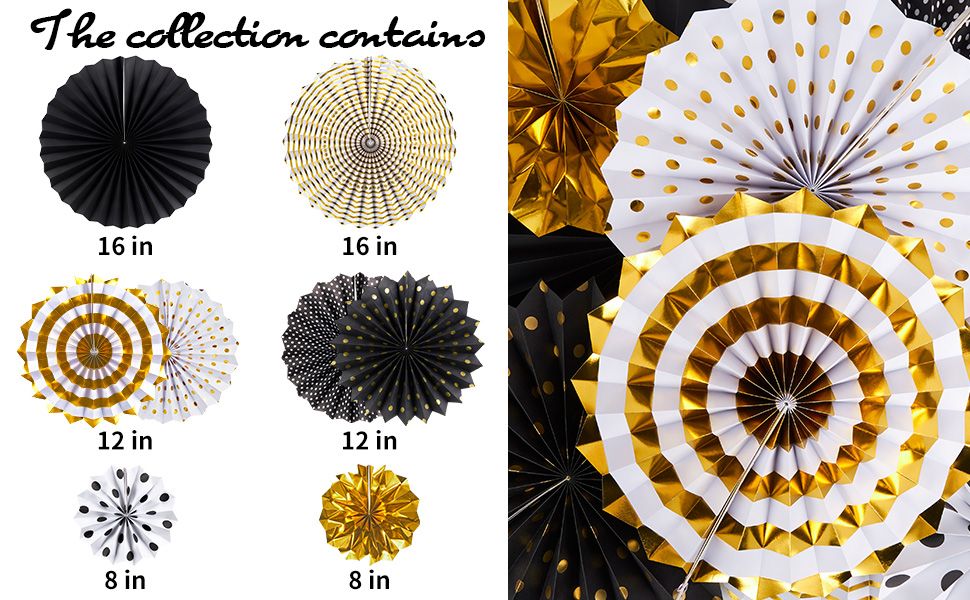 8in, 10in, 12in paper fan decorations