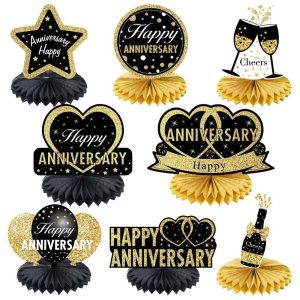 8pcs Anniversary Decorations Table Honeycomb Centerpiece