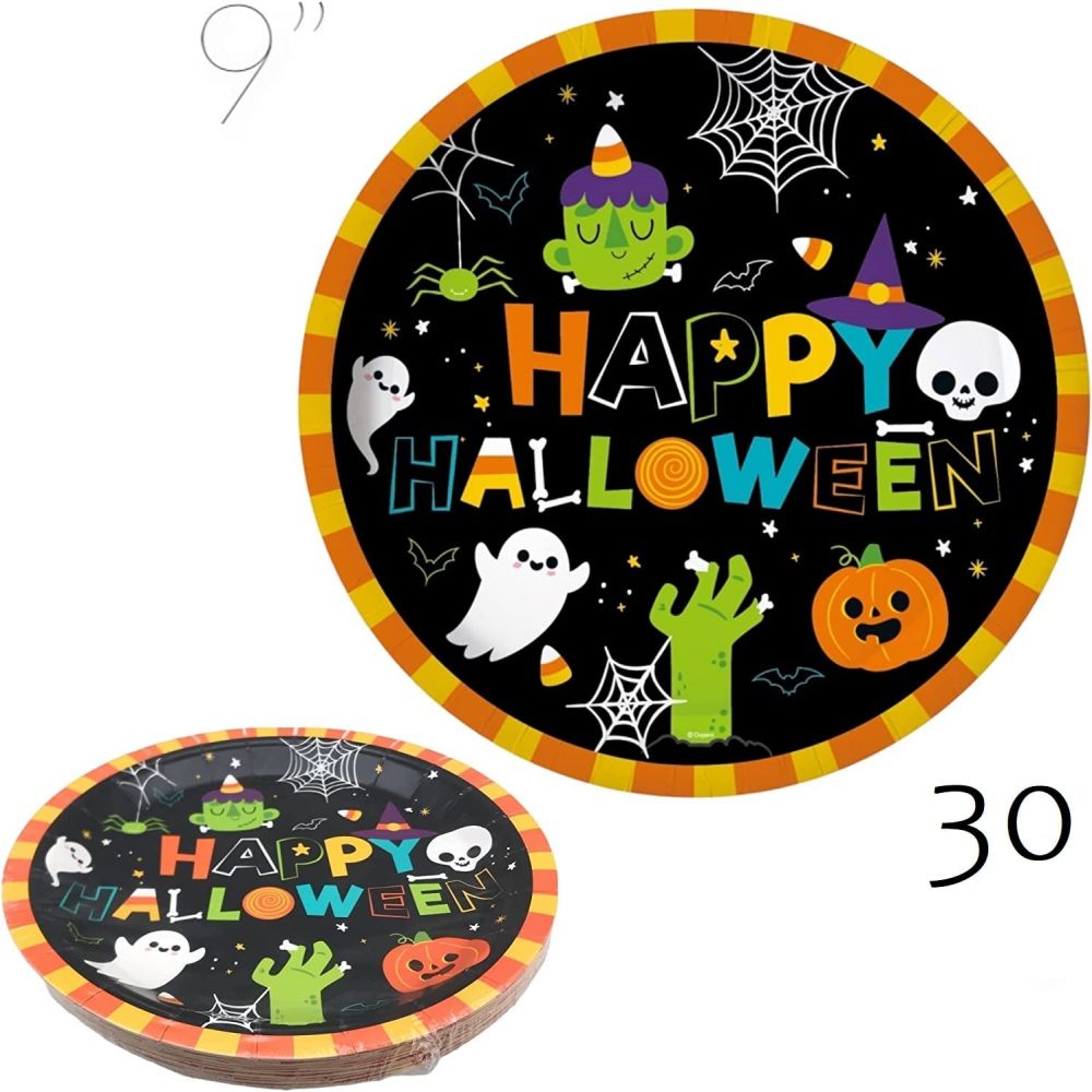 9in Monsters and Ghosts Halloween Party Paper Plates