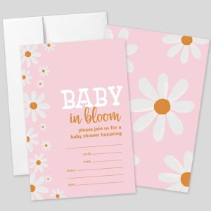 Baby Shower Daisy Invitations With Envelopes