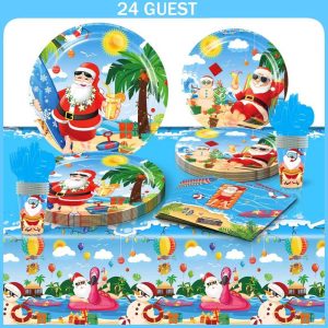 Christmas Paper Plates Dinnerware Set Summer Theme