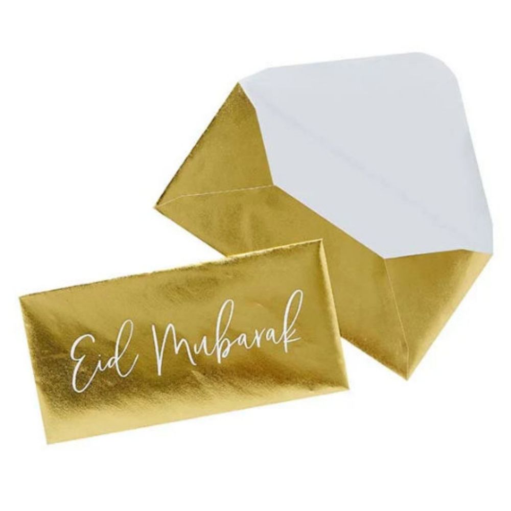 Eid Mubarak Gold Greeting Card with Envelope