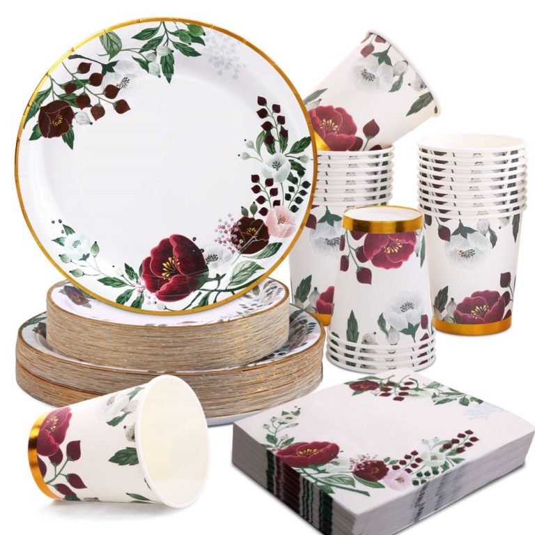 Floral Party Supplies and Decorations Disposable Floral Paper Tableware Set