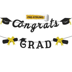 Graduation Party Decorations Black Congrats Banner