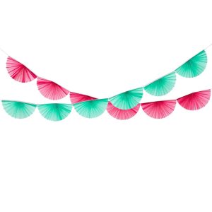 Pink Green Flip Fan Paper Decorations