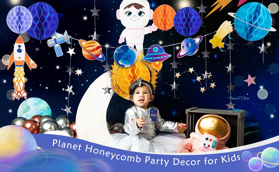 Planet Birthday Decoration Honeycomb Paper Hanging Decorations