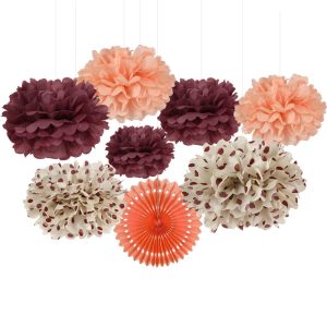 Pompoms Decorative Rose Gold Pack of 8 Pompoms