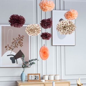 Pompoms decoration rose gold set for room decor