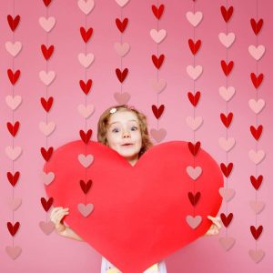 Valentines Day Banner with Large Heart Decorations