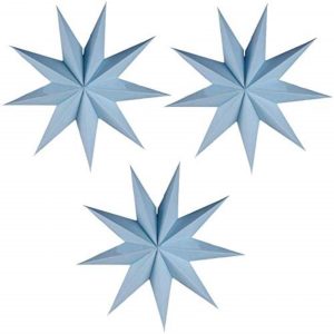 baby blue 9 Pointed Paper Star Lanterns Christmas 3pcs