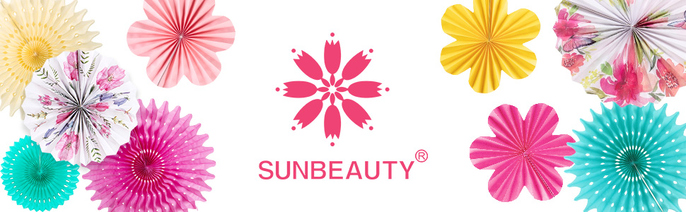 colorful flower paper fan for sunbeauty banner