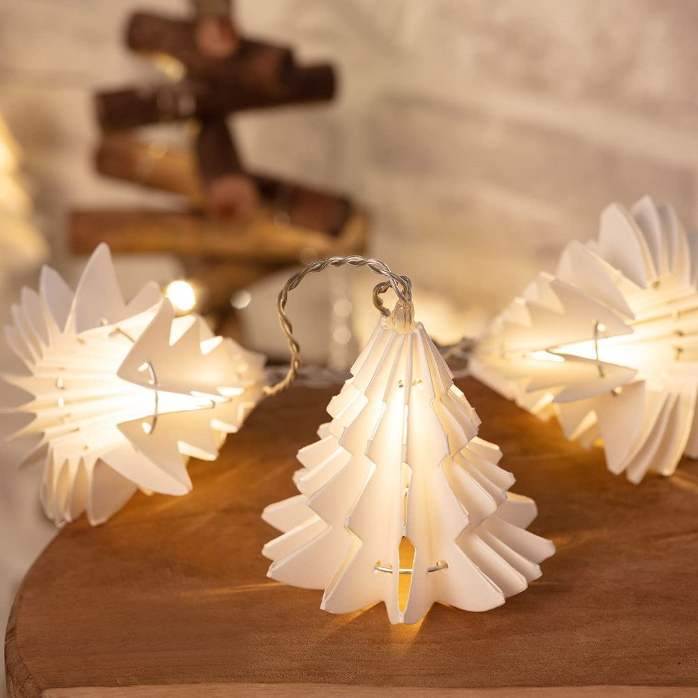 white Christmas tree led garland