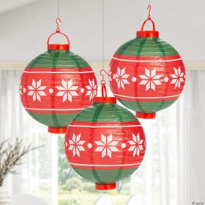 10inches christmas ornaments hanging paper lanterns 3pcs