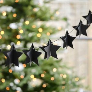 3D Star Black Paper Bunting Star Garland