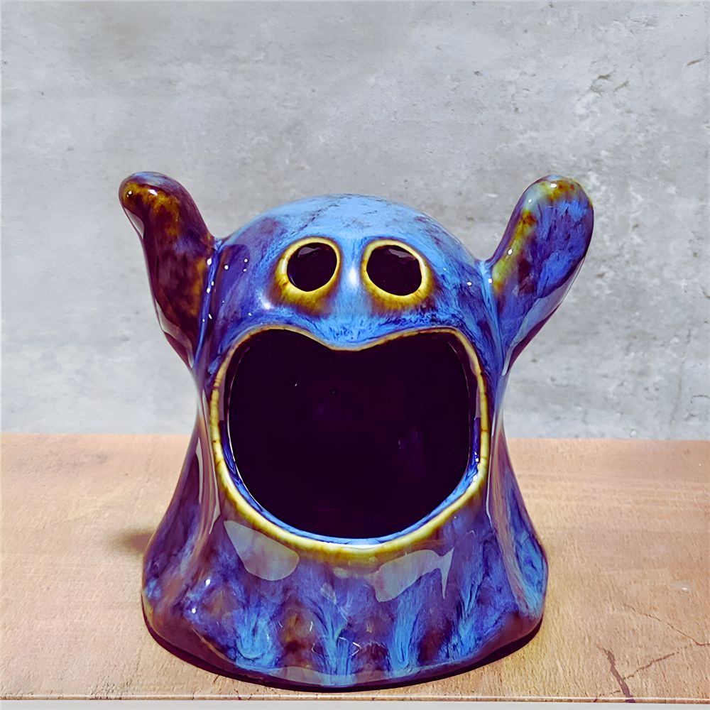 Blue Ghost Ceramic Candle Holder for Halloween