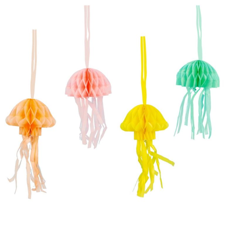 Colourful Hanging Jellyfish Decorations Honeycomb Paper Ornaments